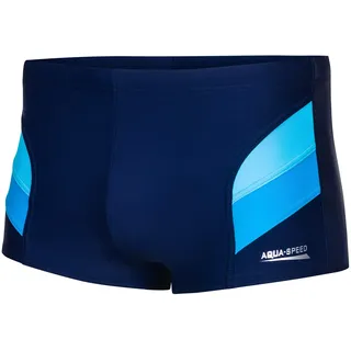 Aqua Speed Blaue Badehose für Herren + gratis eBook | UV Enge Boxer Schwimmhose | Boys Swim Trunks | Sport | Aron, Gr. M, Marineblau Hellblau Blau