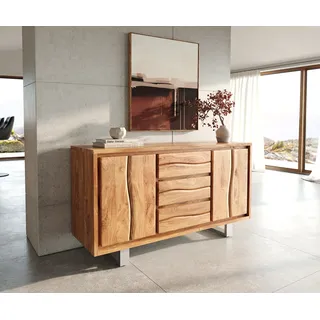 Sideboard Live-Edge 147 cm Akazie Natur 3 Schübe 2 Türen