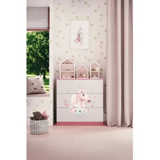 Kinderkommode mit Schubladen Pferd in der Farbe Rosa Babydreams - Rosa