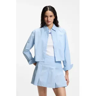 Hemdbluse HUGO BLUE "Epic", Damen, Gr. 42, open miscellaneous 994, Popeline, Obermaterial: 100% Baumwolle, gestreift, relaxed fit hüftlang, 1-Knopf-Manschette mit Schlitz, Blusen Hemdbluse, aus Baumwoll-Popeline, Relaxed Fit