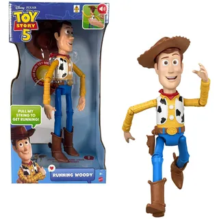 Mattel Disney Pixar Toy Story 5 Rennender Woody 30 cm Actionfigur mit über 50 Sprüchen und Geräuschen aus dem Film, filmgetreu, JKL95