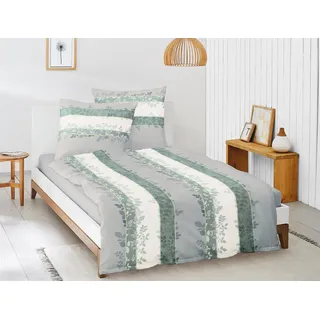 Irisette Mako Satin Bettwäsche 2 teilig Bettbezug 135 x 200 cm Kopfkissenbezug 80 x 80 cm Capri 332077-30 farn - Grün