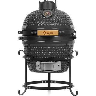 BBQ-Toro Kamado Grill Holzkohlegrill Ø 32 cm "HAIIRO" mit Grillrost und Thermometer, Grau - Grau