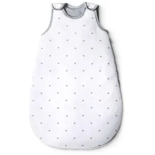 Ehrenkind® Baby Sommerschlafsack Rund | Bio-Baumwolle | Sommer Schlafsack Gr. 86/92 Weiß mit grauen Sternen | Schlafsack Baby Schlafsack Kinder