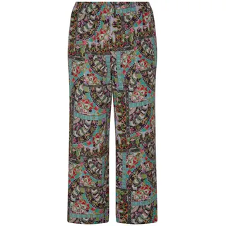 Schlupfhose GOLDNER "Kurzgröße Jerseyhose mit Patchwork-Druck", Damen, Gr. 25, K-Gr, bunt (bunt, gemustert), Obermaterial: 100% Viskose CV., weit, Hosen Schlupfhose, setliche Eingriffstaschen