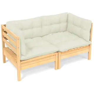 vidaXL 2-Sitzer-Gartensofa mit Creme Kissen Massivholz Kiefer - Creme