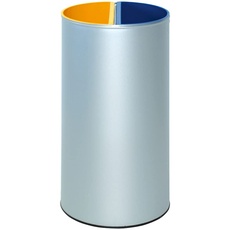 OFITURIA Papelera para Reciclaje Metálica Capacidad 85 litros Color Plata Contenedor 2 Compartimentos Interiores Extraíbles para Residuos