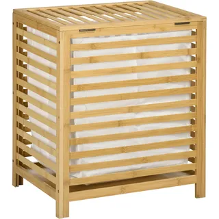 Homcom Wäschekorb, 55L mit Deckel Entnehmbarem Bambus, 50 x 36 x 60 cm Natur