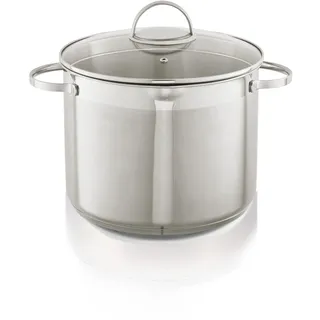 KHG Topf XXL Kochtopf 26 cm, 10 L Induktion, Edelstahl unbeschichtet | hoher Suppentopf, Großraumtopf, Gemüsetopf, spülmaschinengeeignet, für Küche, für alle Herdarten geeignet