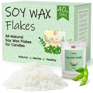 UNOTENA Sojawachs Flocken für Kerzen, Wachs Kerzenwachs 226G/9KG/18KG, Kerzenwachs zum Gießen, 100% Natürliches Öko Sojawachs für Kerzen[ 18KG ]