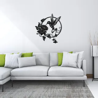 Homemania Wanddekoration, Metall, Schwarz, 50 x 0.16 x 45 cm