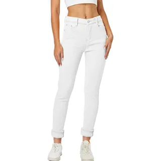 heipeiwa Damen Winter Jeans Fleece Gefüttert Jeans Thermo Dicke Skinny Denim Hose Slim Stretch Warm Jeggings, Weiß 01, Groß