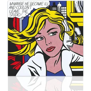 Declea Gemälde Roy Lichtenstein M-maybe - moderner Kunstdruck auf Leinwand Pop Art Rahmen aus Holz handgefertigt Fertig zum Aufhängen