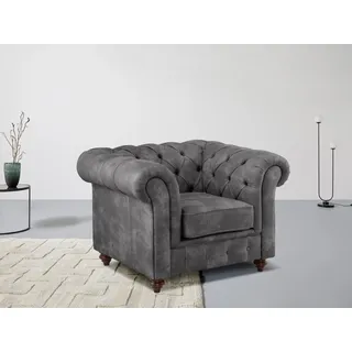 OTTO home Sessel Chesterfield Leder/Mikrofaser 105 x 74 x 89 cm Grau