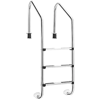 Costway 3 stufige Edelstahl Poolleiter Silber 53 x 63 x 147 cm
