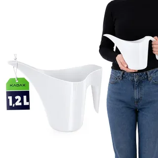 KADAX Gießkanne, 1,2L Blumengießkanne, Langhals-Gießkanne aus Kunststoff, Kanne für Zimmerpflanzen, Gartengießkanne, Blumenbewässerungskessel (Weiß)