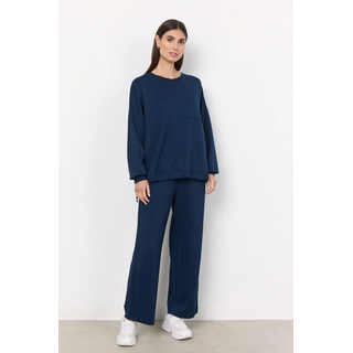 Jogger Pants SOYACONCEPT "SC-BANU 33", Damen, Gr. XXL (44/46), N-Gr, blau (navy), Sweatware, Obermaterial: 48% Modal, 48% Polyester, 4% Elasthan, unifarben, gerade knöchellang, Hosen Jogger Pants, Viskosemischung