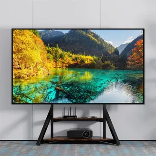 unho TV Ständer Höhenverstellbar, TV Standfuss Universal Fernsehstand mit AV-Ablagen für 65'–100', VESA 800x600mm, bis Max 80kg - Schwarz