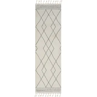 Myflair Moroccan Design Fransenteppich 80 x 250 cm Grau/Weiß