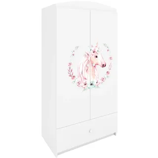Raumhirsch Furniture Kinderkleiderschrank Pferd , Weiß , Holzwerkstoff , Rechteckig , 90x175x52 cm , Babymöbel & Kindermöbel, Babyzimmer, Babykleiderschränke
