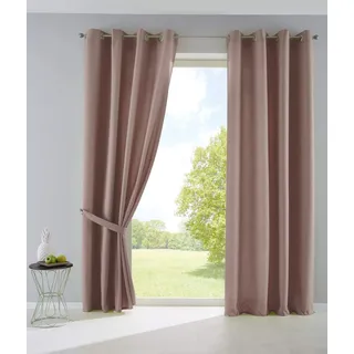2er Set Vorhänge Blickdicht Gardinen Matt Lichtdurchlässig »Palermo« mit Ösen und Raffhalter Dekoschal HxB 145x140 cm Taupe, 10000265-2