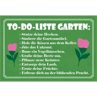 Schatzmix Blechschild Spruch to-Do Liste Garten Metallschild Wanddeko 20x30 cm tin Sign