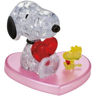 HCM Crystal Puzzle | 3D Snoopy in Love Rot | Transparentes Design | 35 Teile | Bausatz für Kinder und Erwachsene | HCM Kinzel