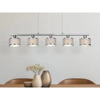Balkenpendelleuchte 5-flammig Chrom Grau - Silber