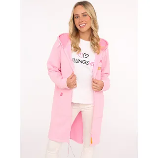 Jerseymantel ZWILLINGSHERZ "Hope Love Luck", Damen, Gr. S/M, rosa, Sweatware, Obermaterial: 50% Baumwolle, 50% Polyester, bequem kniefrei, ohne Ausschnitt, Mäntel Jerseymantel, mit langem Reißverschluß und Seitentaschen