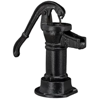 Relaxdays Deko Pumpe , Schwarz , Metall , 13.5x22.5x10.5 cm , Dekoration, Gartendeko