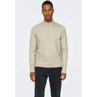 ONLY & SONS Troyer »ONSCOOPER REG 12 HALF ZIP HIGH NECK KNIT«, beige