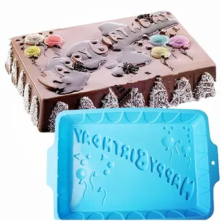 1 Stück Geburtstag Feiern Silikon Backformen, FantasyDay Antihaftbeschichtet Silikon Kuchenform Muffinbackformen Brotbackform für Muffins Kuchen Pudding Torte - Hochwertige Silikonbackform Kastenform