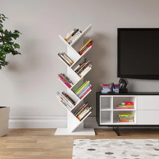 YITAHOME Bücherregal 9 Ebenen 40 x 30 x 180 cm Weiß