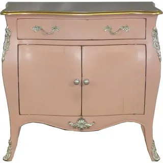 Casa Padrino Barock Kommode Antik Rosa / Silber / Gold 90 cm - Schrank Möbel