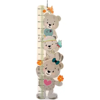hess since 1990 - Messlatte für Kinder aus Holz, Bärenmotiv, 80-140 cm, klappbar, aus dem Erzgebirge