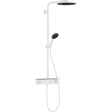 hansgrohe wassersparendes Duschsystem Pulsify S, Brausekopf 260mm, Duschset mit Thermostat, Sparduschkopf (EcoSmart), Schlauch, Duschstange, Regendusche (Kopfbrause) mit 1 Strahlart, Mattweiß