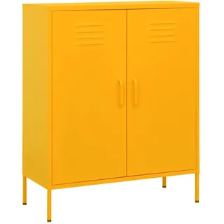 vidaXL Sideboard mit 2 Türen und verstellbaren Einlegeböden, 80/35/101,5 cm, aus Stahl, in Senfgelb , Gelb , Metall , 80x101.5x35 cm , Kleinmöbel, Kommoden, Sideboards
