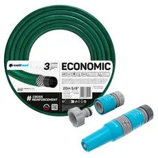 Cellfast Economic Gartenschlauch, 3-lagig, 5/8 Zoll, 20 m + 1/2 Zoll (12,5 mm) verstellbarer Schlauchtülle