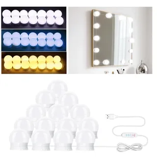NVIYAM 14 LED Licht Spiegel Licht Schminktisch – 3 Farben, LED Schminktisch, Hollywood-Stil, Schminklampe, Beleuchtung für Schminktisch, Kosmetikspiegel, Badezimmerspiegel