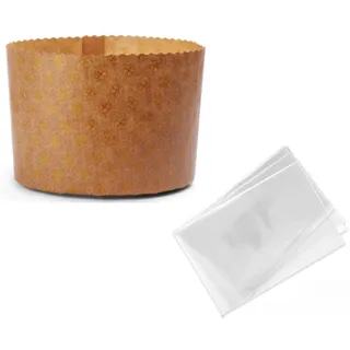 OPIROS Backformen für Panettone, hoch, glatt, aus Papier zum Backen, Backen, Backen, Backen, Süßwaren, Weihnachten, 5 Formen + 5 Umschläge, 1 kg