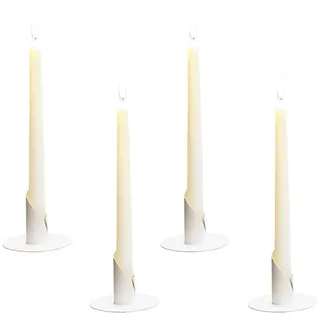 4 Stück Kerzenständer, 2,5cm Weiß Kerzenständer, Candlelight Dinner Kerzenhalter, für Wohn, Esszimmer und Schlafzimmerdekoration Kamindekoration