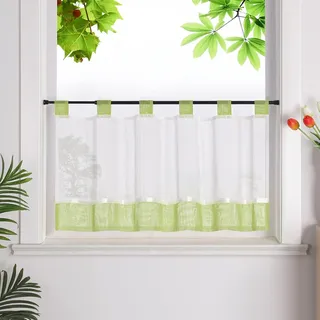Halbtransparente Leinen Vitrage Vorhänge im Landhausstil | Kurze Vorhänge 45x90cm | Geeignet für Küche und Wohnzimmer
