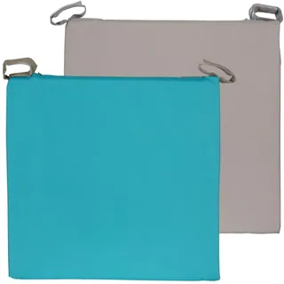 Atout Ciel Stuhlkissen, zweifarbig, mit Klettverschluss, aus wasserabweisendem Stoff, 40 x 40 x 4 cm, 4 Varianten