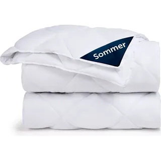 Blumtal Sommerdecke 135x200 cm - leichte Decke Sommer weich - leichte Sommerdecke 135x200 Füllmenge 150gsm - Steppbettdecke leicht/Steppdecke - Weiß