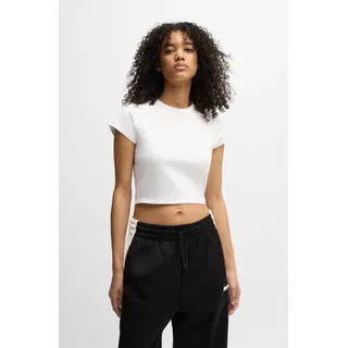 HUGO Blue T-Shirt »Dome« mit Logo Straß Glitzer Design, weiß