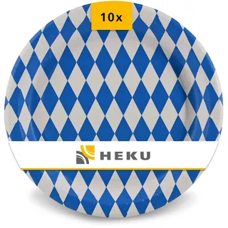 Heku Oktoberfest Deko Pappteller 10 Stück 23 cm - Einwegteller bayrische Deko einfaches Aufräumen - Partygeschirr Oktoberfest Accessoires recycelbar