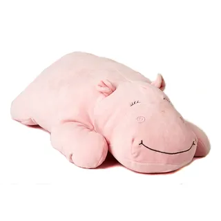 Uni-Toys - Plüsch-Kissen - Nilpferd rosa - Ultra-weich - 56 cm (Länge) - Plüschtier, Kuscheltier