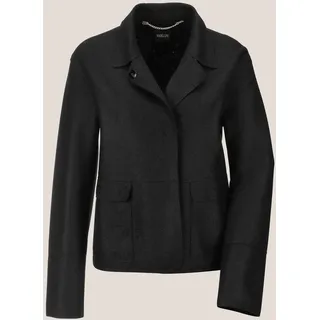 MADELEINE Kurzblazer "Kurzblazer Wollblazer mit Klappkragen und Pattentaschen" Wollblazer in Leichtverarbeitung, gekochte Wolle, schwarz