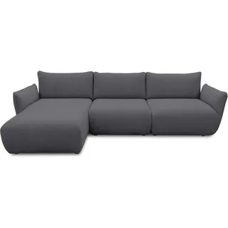 DOMO. collection Ecksofa Minas, Modulsofa in L-Form mit Taschenfederkern und attraktiver Biese-Naht, Sofa, Polsterecke, Eckcouch 276 x 168 x 79 cm (BxTxH), dunkelgrau