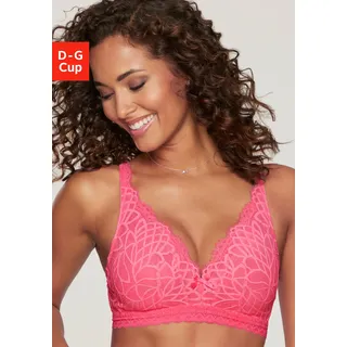 Bralette-BH LASCANA, Damen, Gr. 70, Cup F, blau (pink), Spitze, Obermaterial: 88% Polyamid, 12% Elasthan, BHs Bralette-BH, ohne Bügel rundherum aus Spitze – ideal für große Größen
